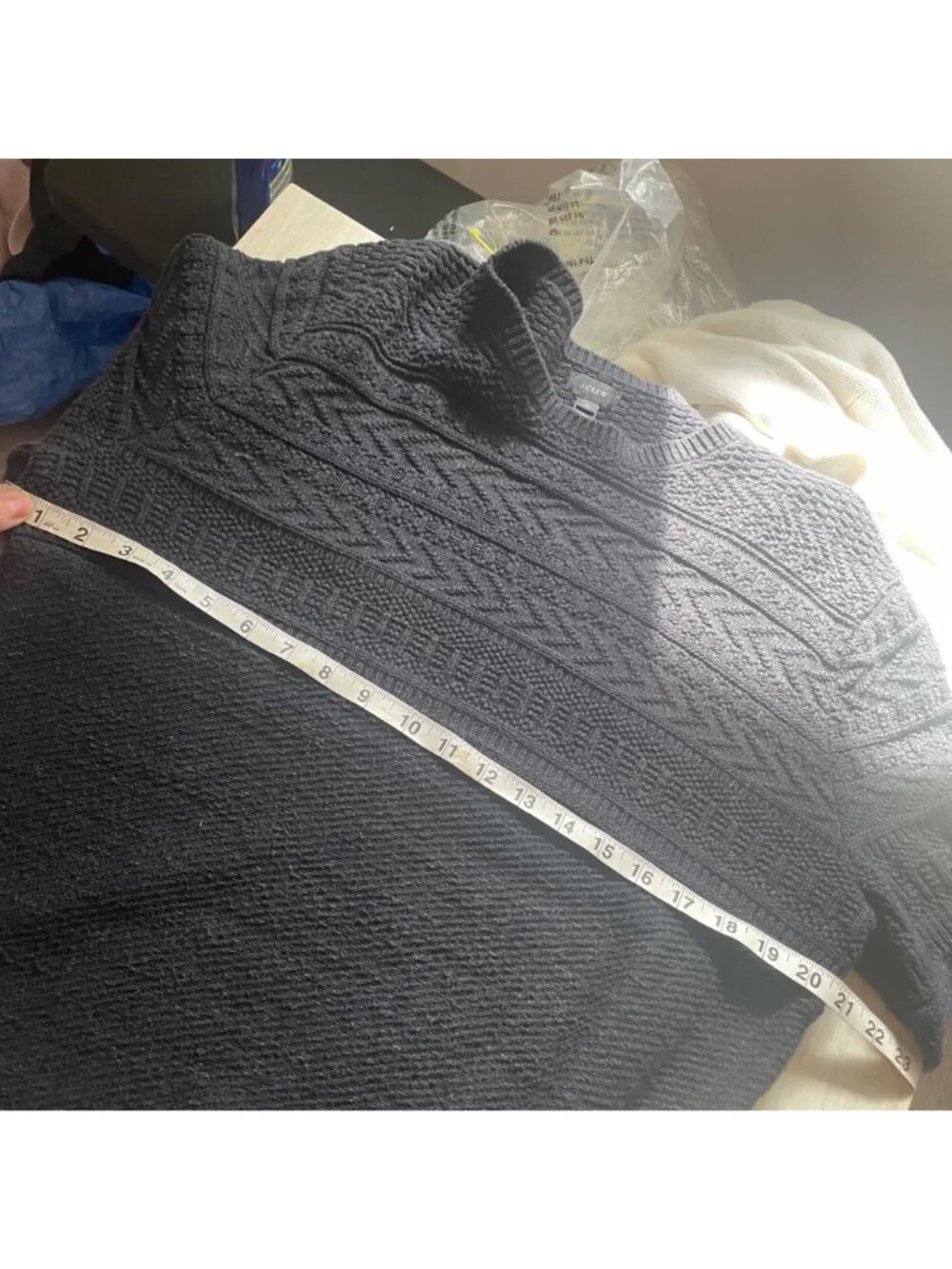 J. crew classic cable-knit sweater with patch sleeves